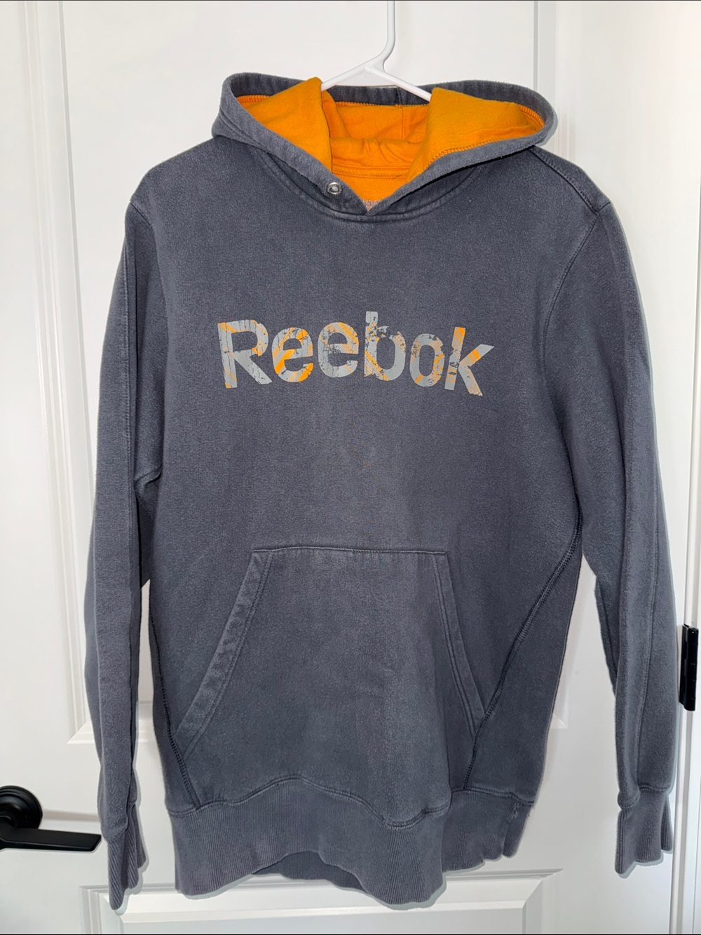 Reebok Gray Pullover Hoodie with Orange Lining